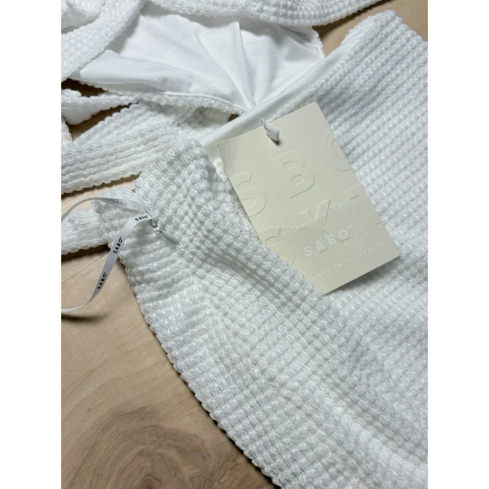 Sabo Strappy Backless Carolina Dress Small White NWT  Minimalist Resort Stretch